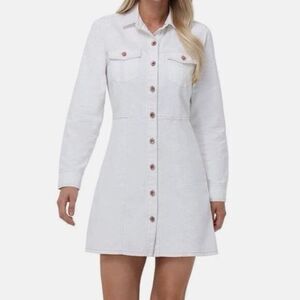 FRYE Women’s White Long Sleeve Button Front Denim Shirt Dress Size XS